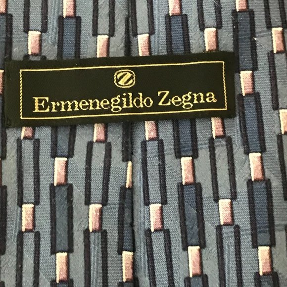 Ermenegildo Zegna Men's 100% Silk Tie in Blue, Purple and Pink Pattern - Picture 2 of 5
